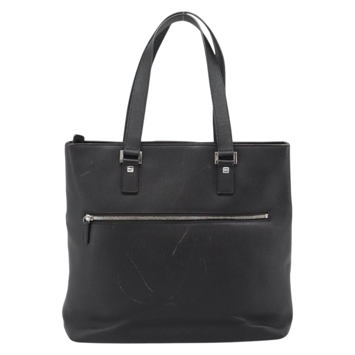 Salvatore Ferragamo Tote Bag Leather Black Silver Auth ka4781