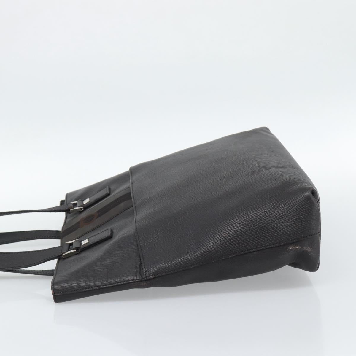 Salvatore Ferragamo Tote Bag Leather Black Silver Auth ka4781