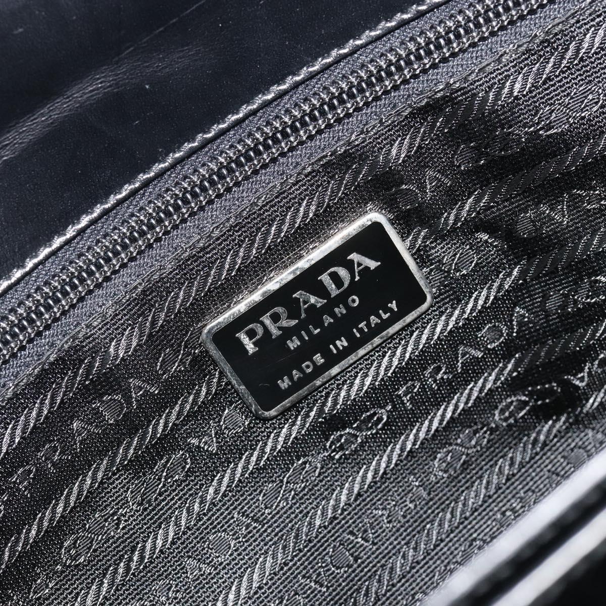 PRADA Hand Bag Nylon Black Silver Auth ka4784A
