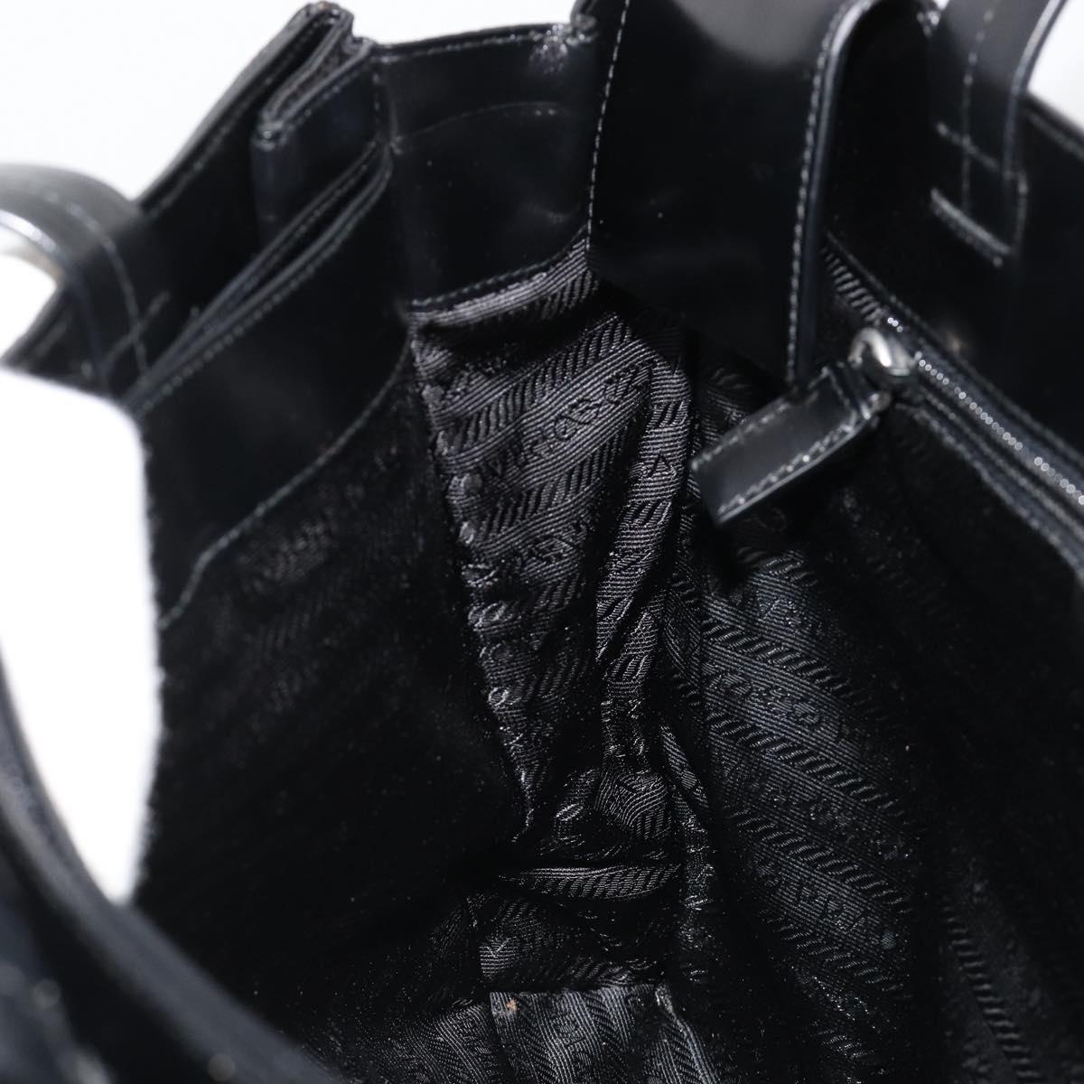 PRADA Hand Bag Nylon Black Silver Auth ka4784A