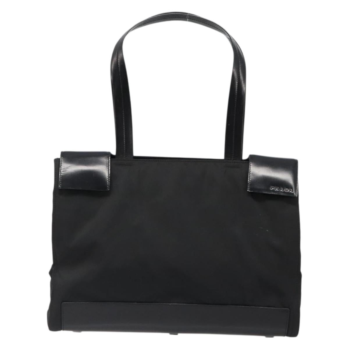 PRADA Hand Bag Nylon Black Silver Auth ka4784A