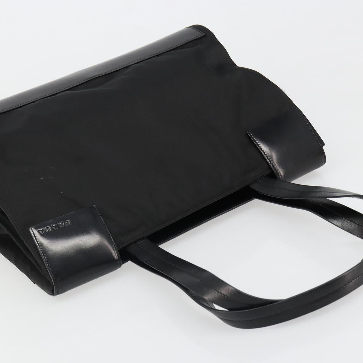PRADA Hand Bag Nylon Black Silver Auth ka4784A