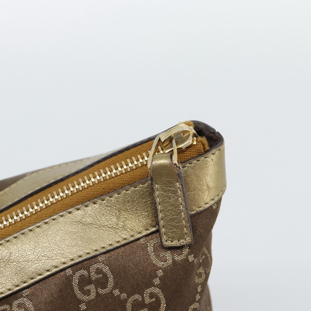 GUCCI GG Canvas Hand Bag Gold 141470 Auth ka4787