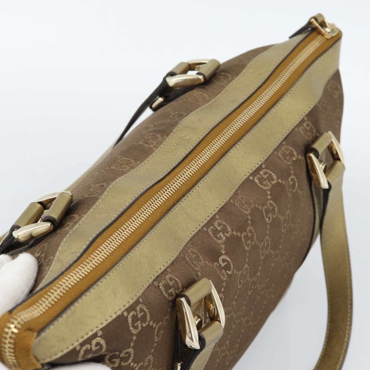 GUCCI GG Canvas Hand Bag Gold 141470 Auth ka4787