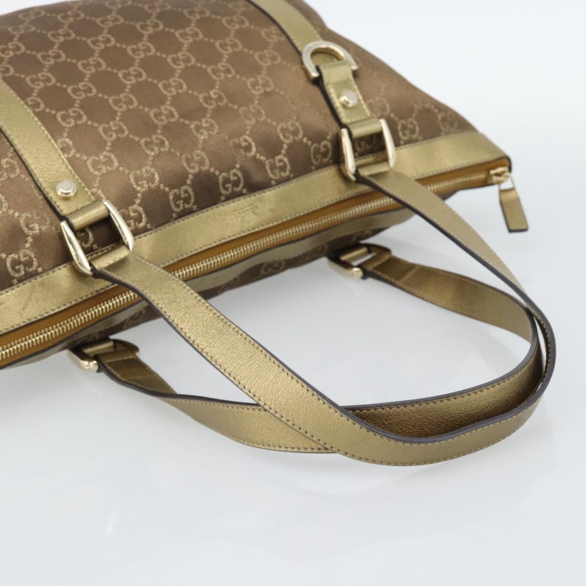 GUCCI GG Canvas Hand Bag Gold 141470 Auth ka4787