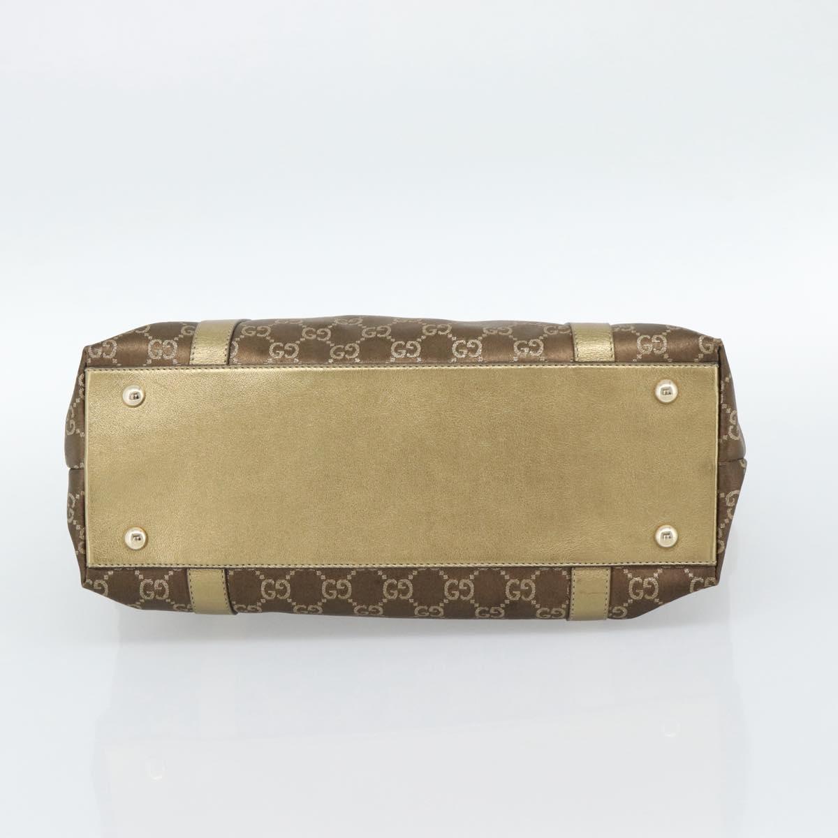 GUCCI GG Canvas Hand Bag Gold 141470 Auth ka4787