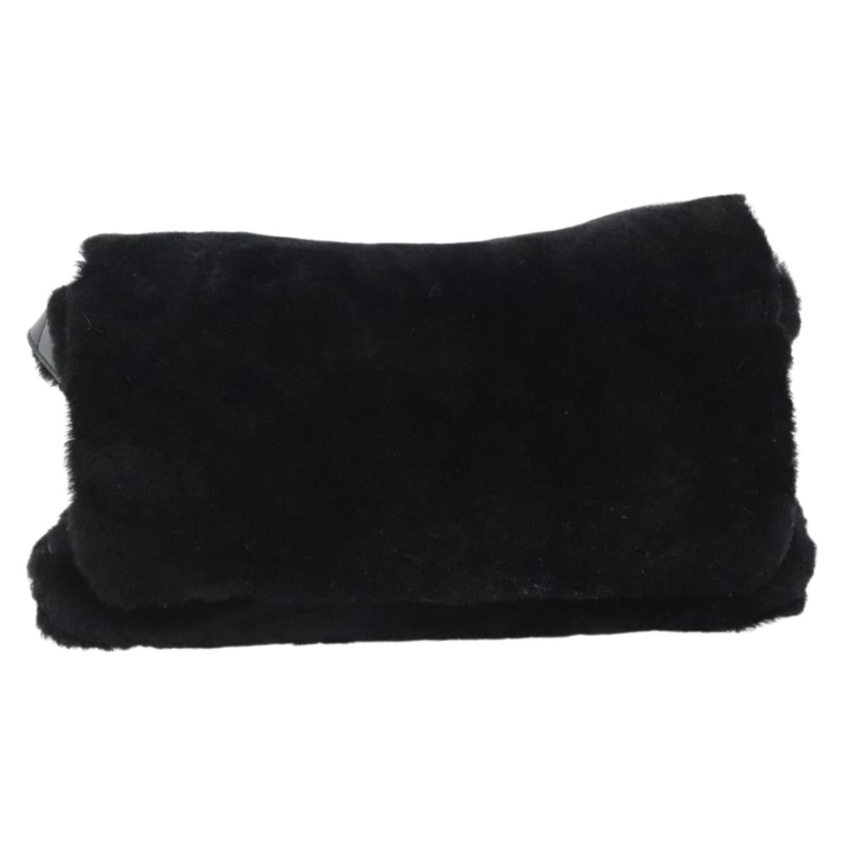 SAINT LAURENT Shoulder Bag Mouton Black Auth ka4788A