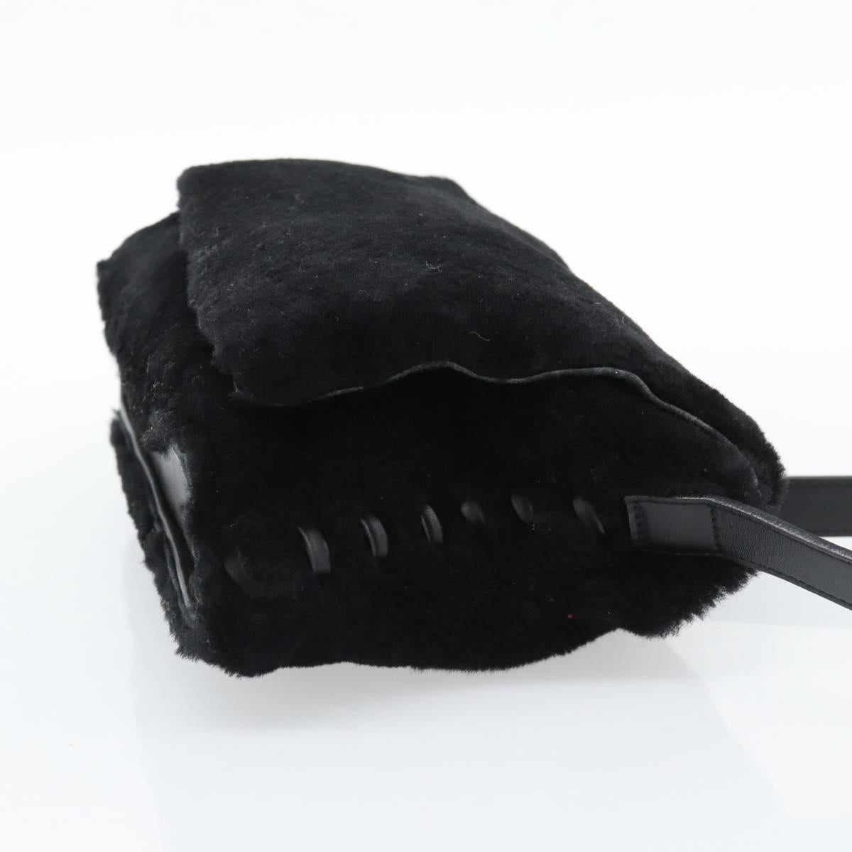 SAINT LAURENT Shoulder Bag Mouton Black Auth ka4788A