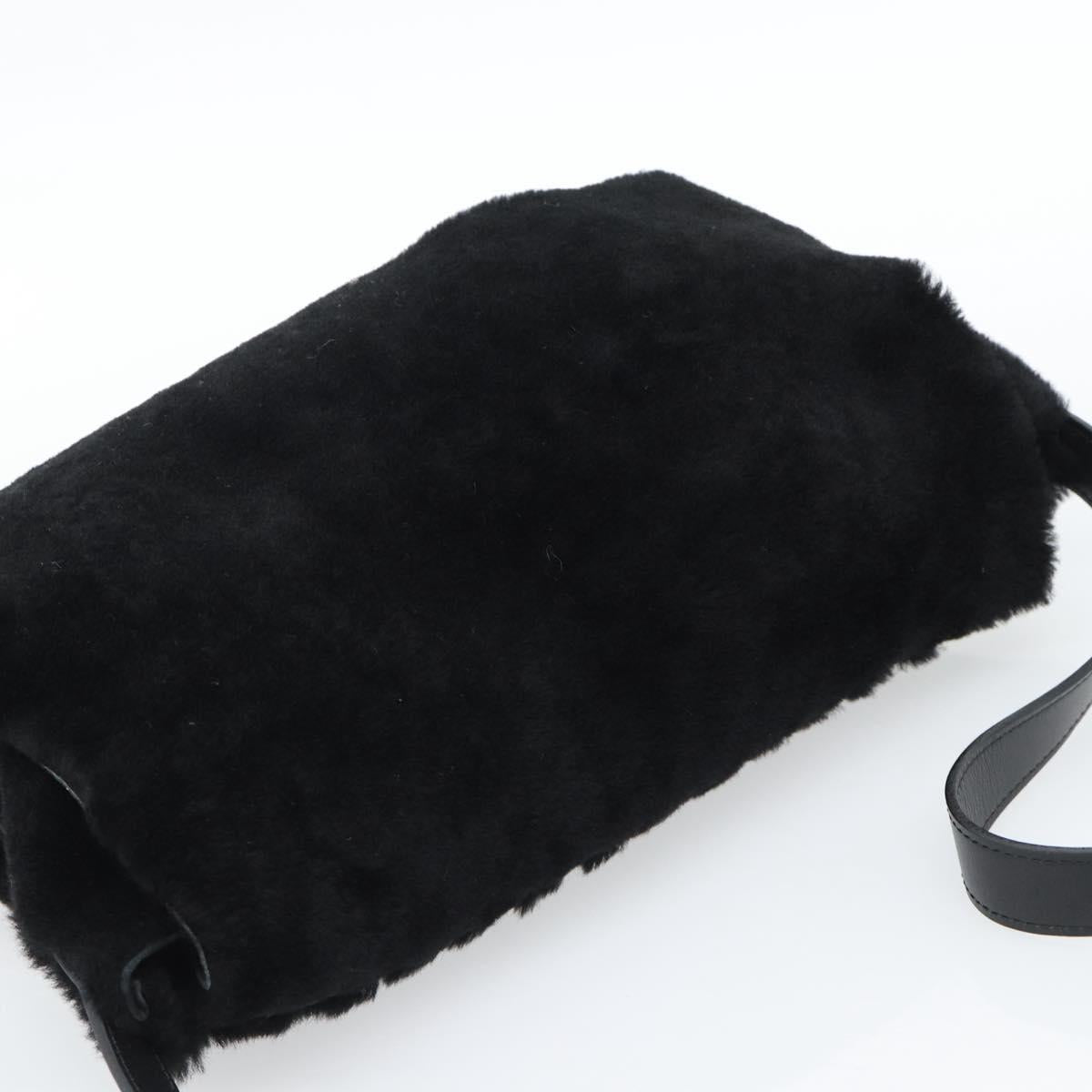 SAINT LAURENT Shoulder Bag Mouton Black Auth ka4788A
