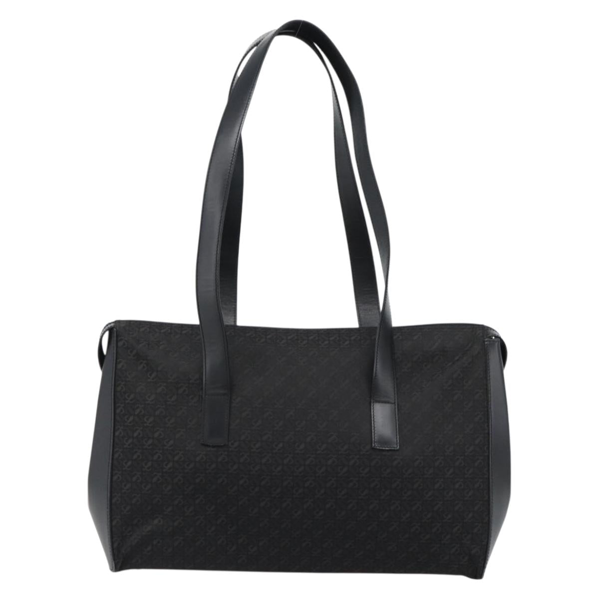 LOEWE Tote Bag Canvas Black Gold Auth ka4789