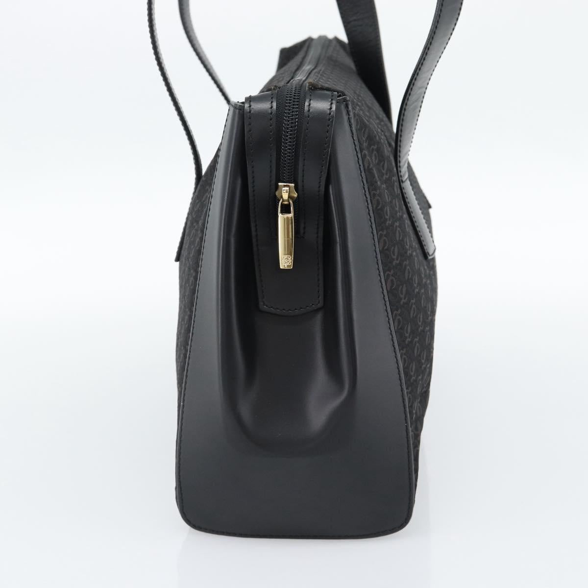 LOEWE Tote Bag Canvas Black Gold Auth ka4789