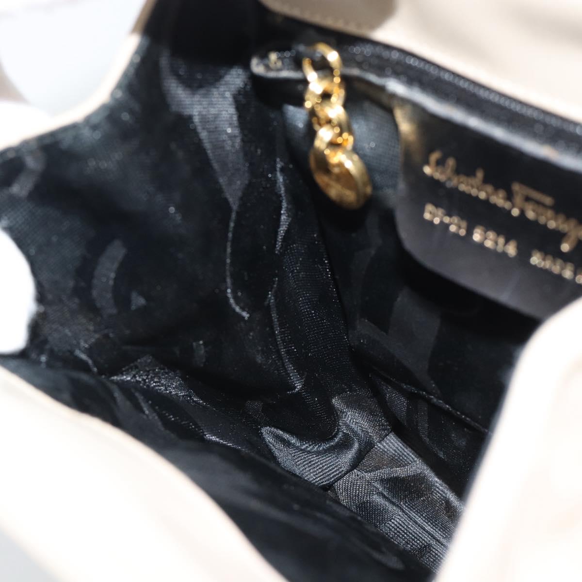 Salvatore Ferragamo Vala Hand Bag Suede Beige Gold Auth ka4791