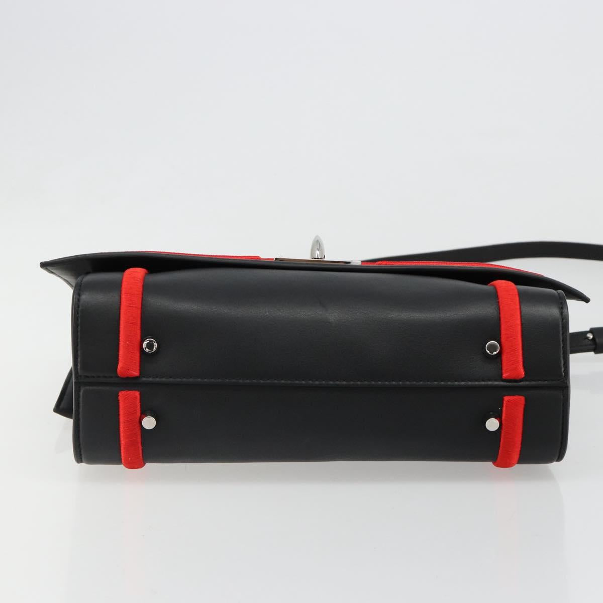 GIVENCHY Hand Bag Leather 2way Black Silver Auth ka4793A