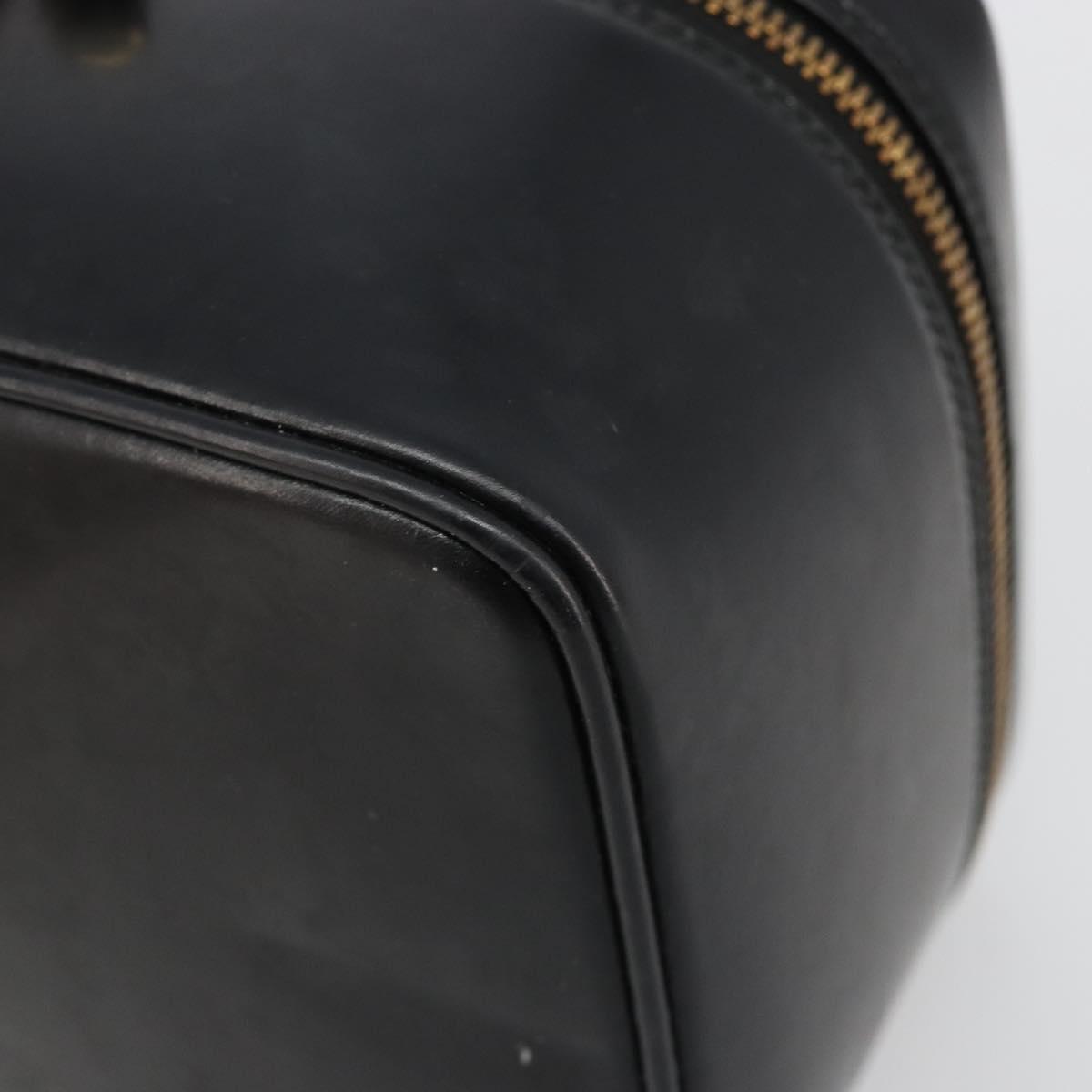 GUCCI Vanity Hand Bag Leather Black Gold 032 1956 0150 Auth ka4794