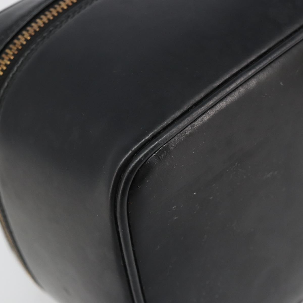 GUCCI Vanity Hand Bag Leather Black Gold 032 1956 0150 Auth ka4794