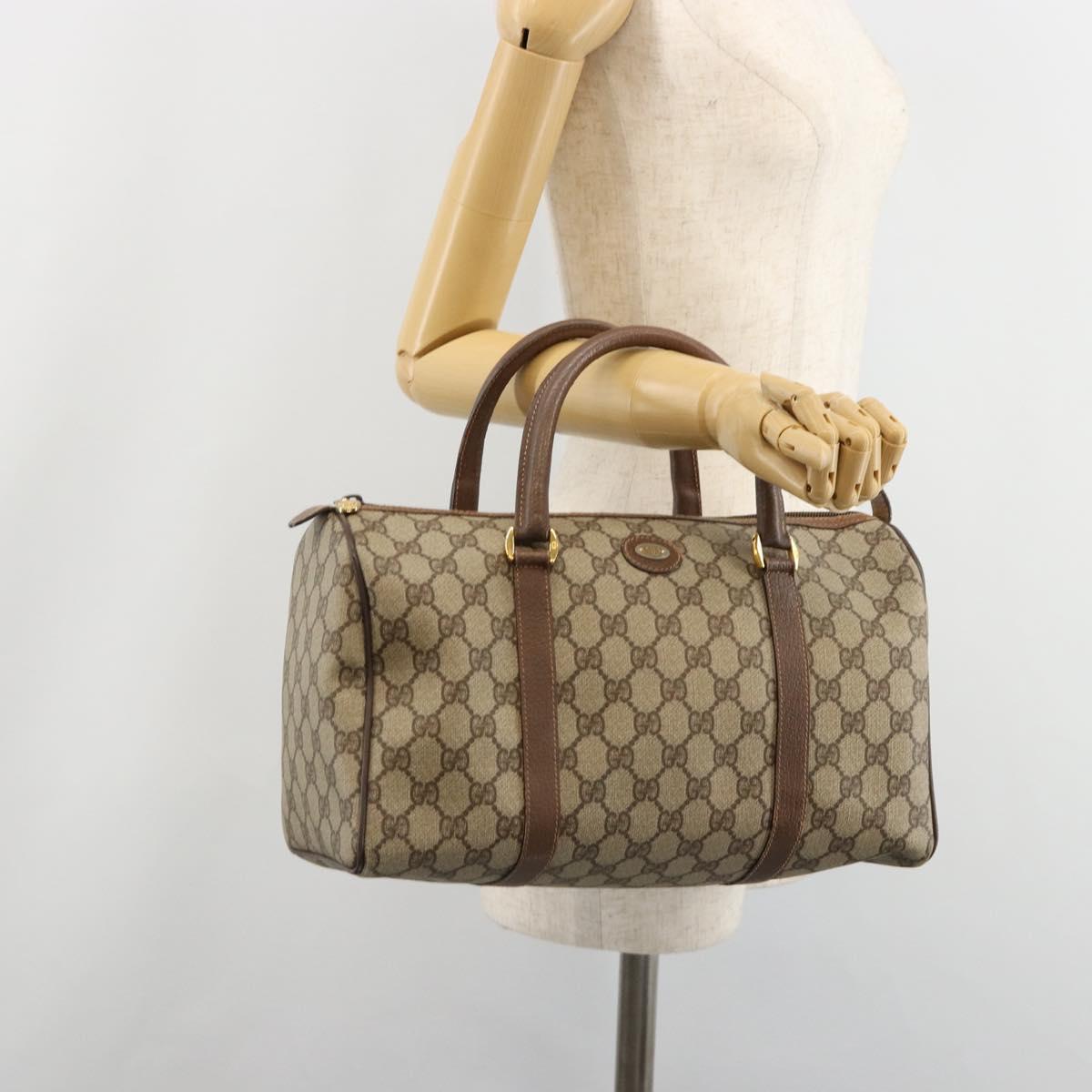 GUCCI GG Supreme Hand Bag PVC Beige Gold 002 39 6842 Auth ka4795