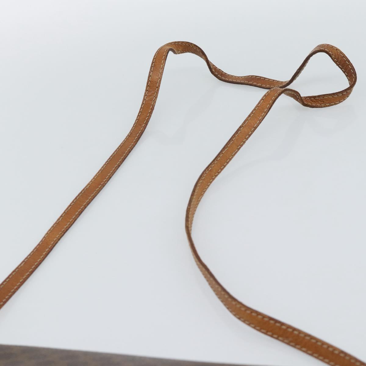 CELINE Macadam Canvas Shoulder Bag PVC Leather Brown Gold Auth ka4803