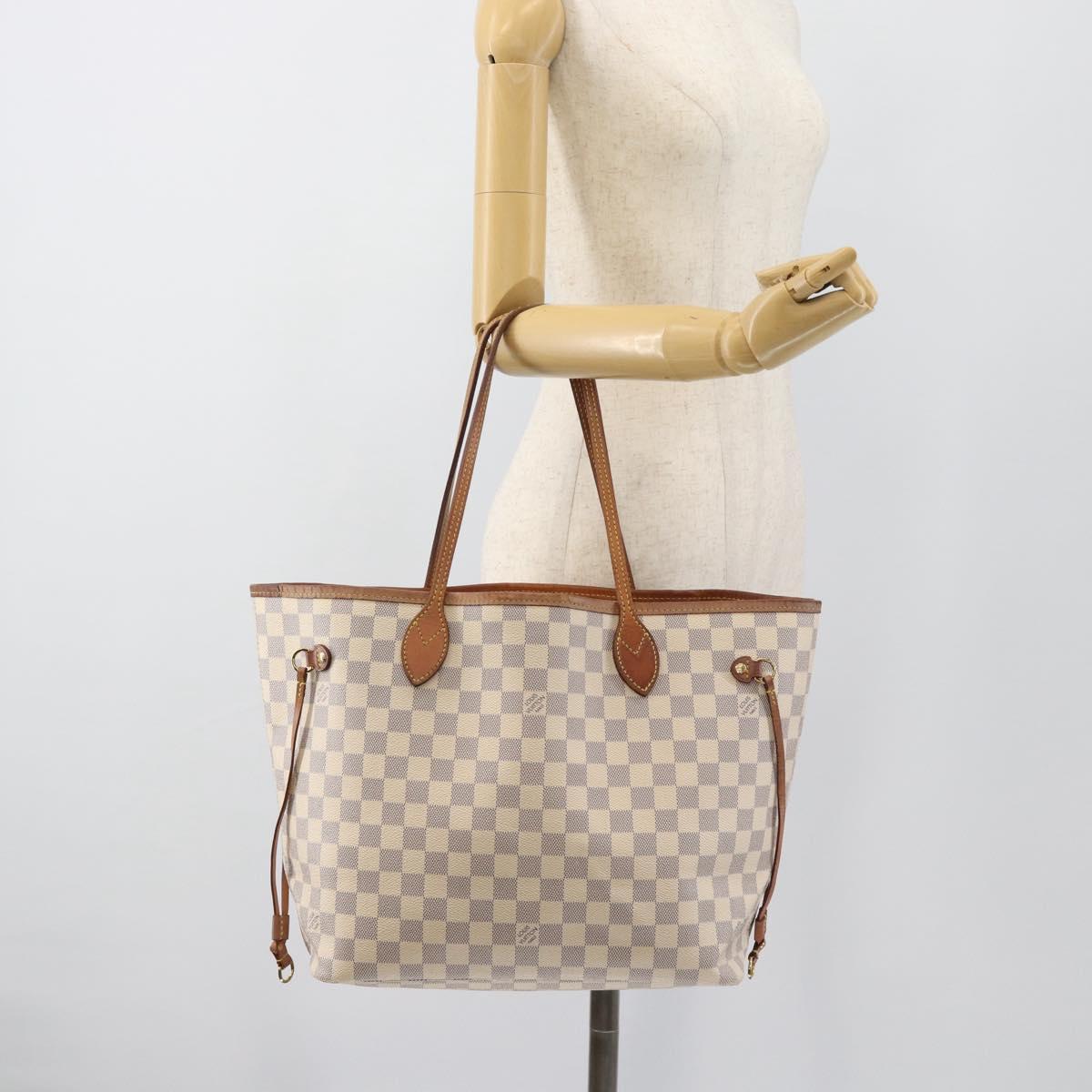 LOUIS VUITTON Damier Azur Neverfull MM Tote Bag N41605 LV Auth ka4805