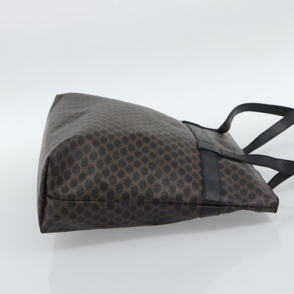 CELINE Macadam Canvas Tote Bag PVC Leather Black Gold Auth ka4807