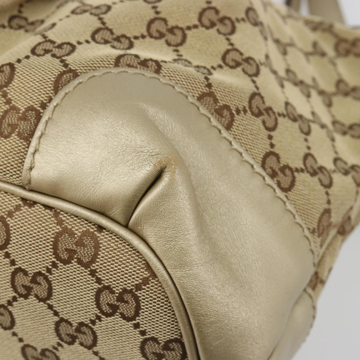 GUCCI GG Canvas Hand Bag 2way Beige Gold 247902 Auth ka4810A
