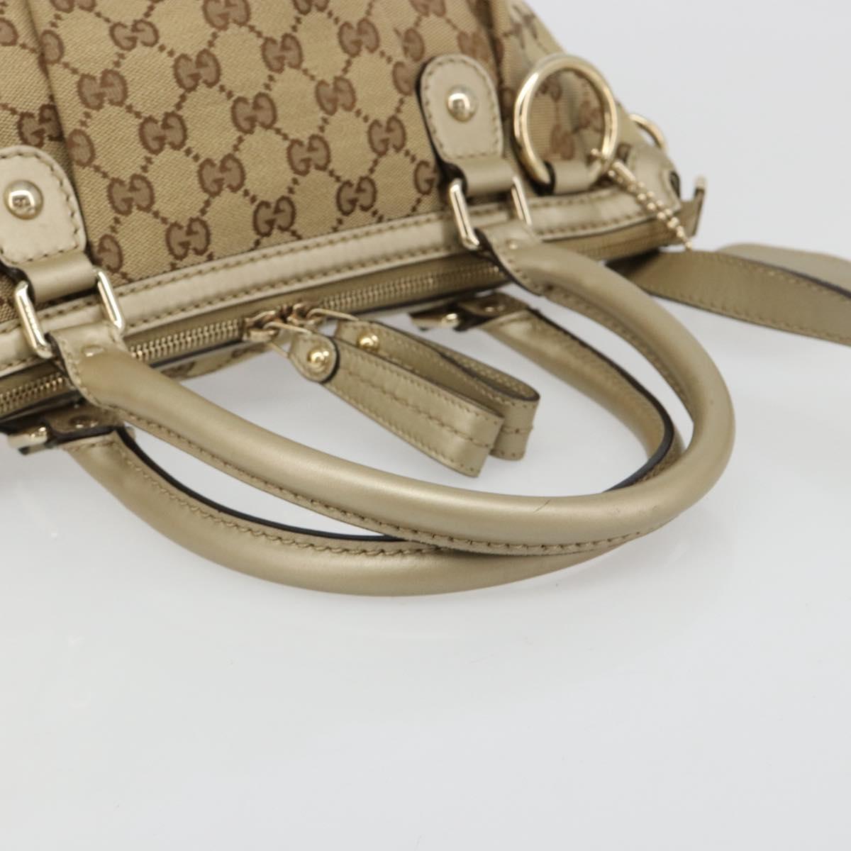 GUCCI GG Canvas Hand Bag 2way Beige Gold 247902 Auth ka4810A