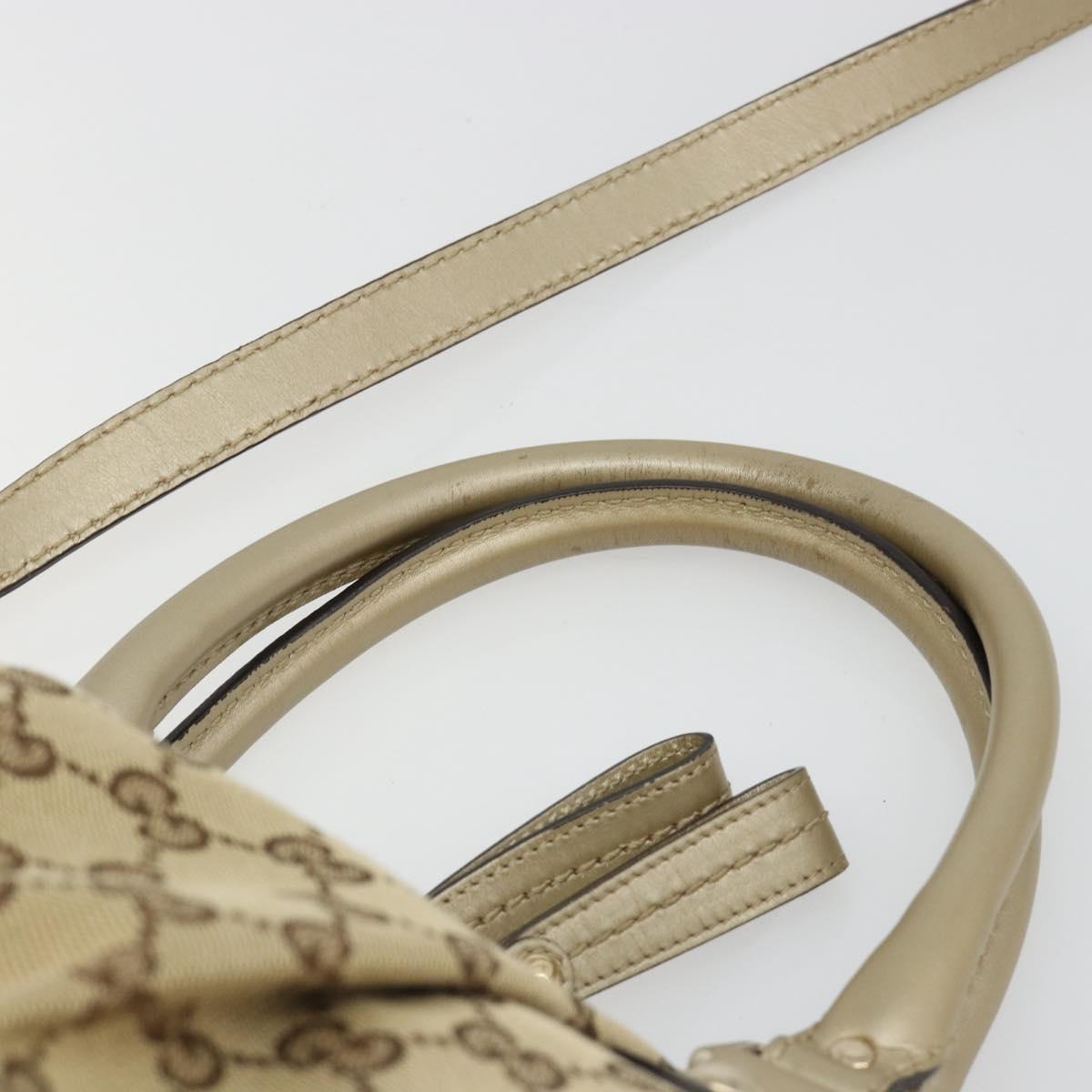GUCCI GG Canvas Hand Bag 2way Beige Gold 247902 Auth ka4810A