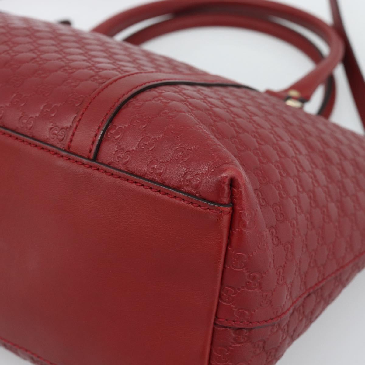 GUCCI Micro GG Canvas Hand Bag 2way Red Gold 449656 Auth ka4811A