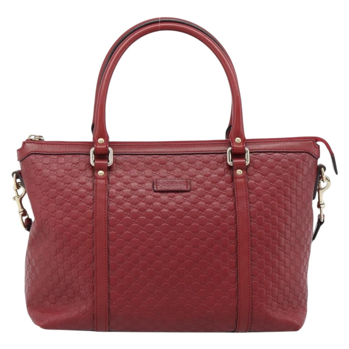 GUCCI Micro GG Canvas Hand Bag 2way Red Gold 449656 Auth ka4811A