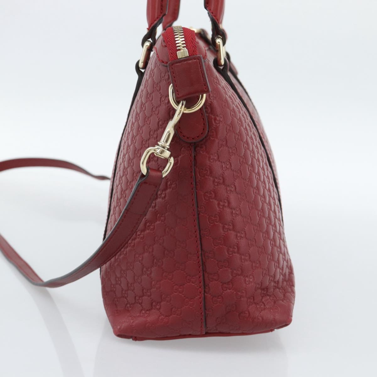 GUCCI Micro GG Canvas Hand Bag 2way Red Gold 449656 Auth ka4811A