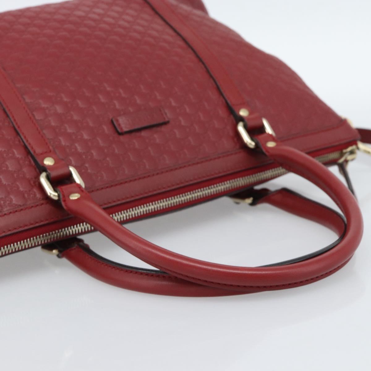 GUCCI Micro GG Canvas Hand Bag 2way Red Gold 449656 Auth ka4811A