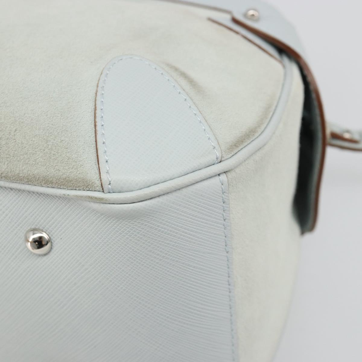 Salvatore Ferragamo Hand Bag Suede Leather Light Blue Silver Auth ka4819A