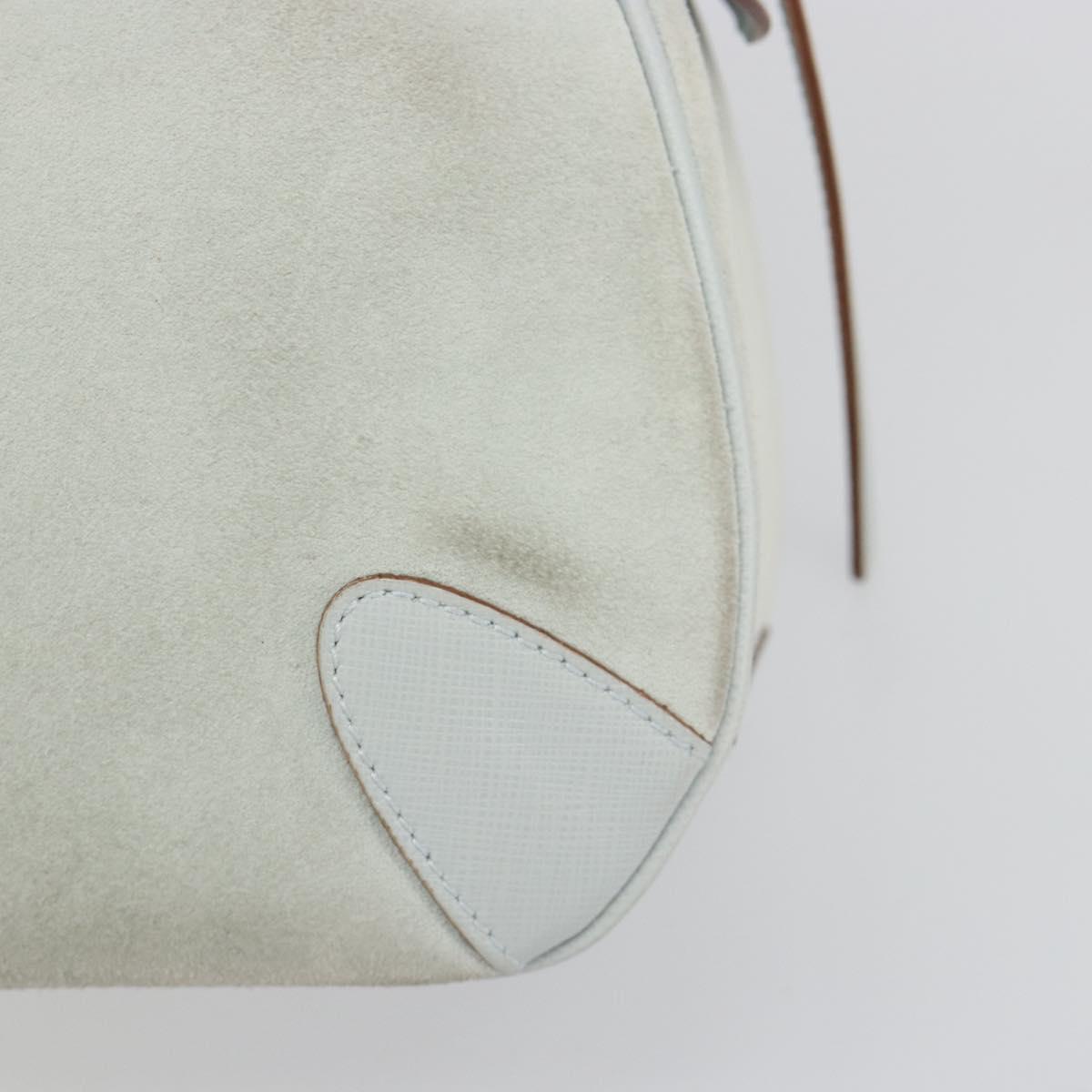Salvatore Ferragamo Hand Bag Suede Leather Light Blue Silver Auth ka4819A