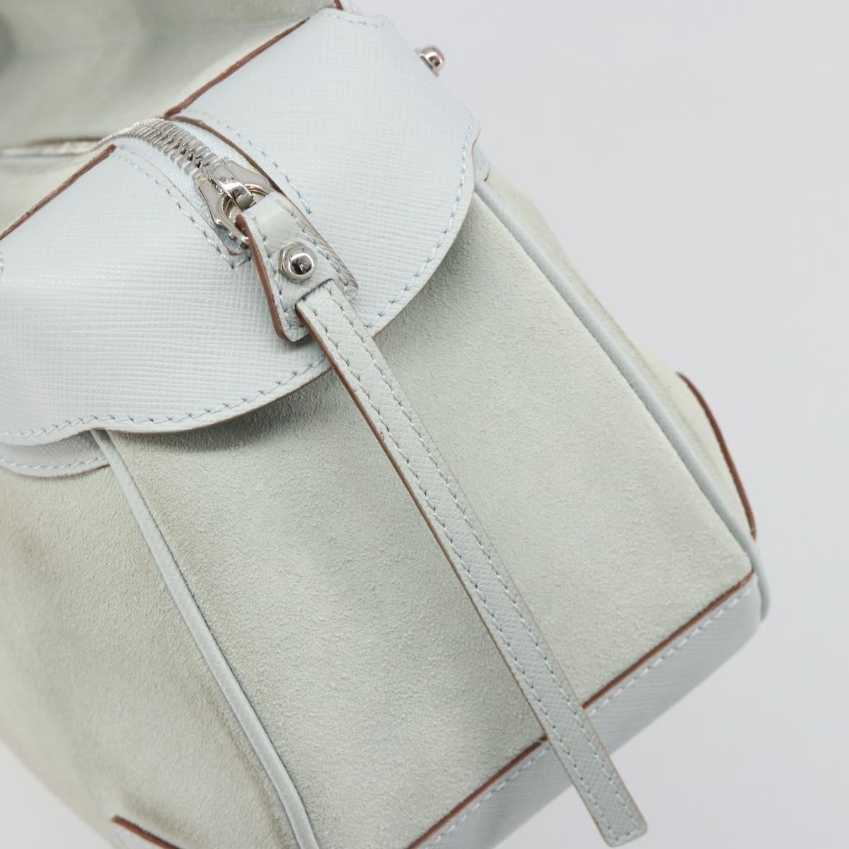 Salvatore Ferragamo Hand Bag Suede Leather Light Blue Silver Auth ka4819A
