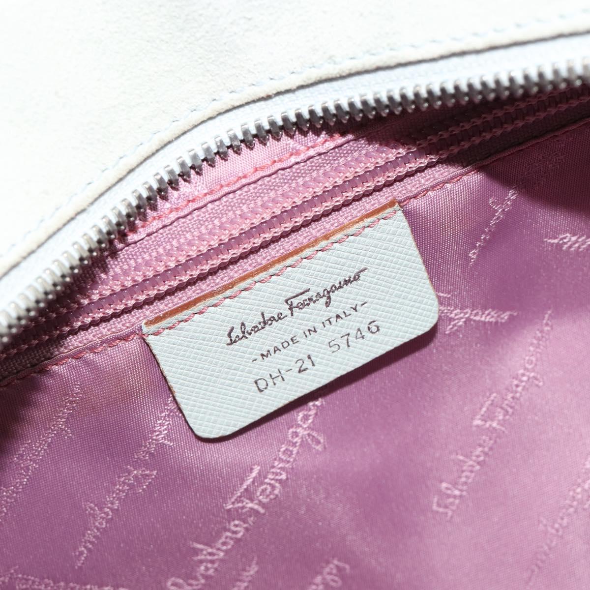 Salvatore Ferragamo Hand Bag Suede Leather Light Blue Silver Auth ka4819A