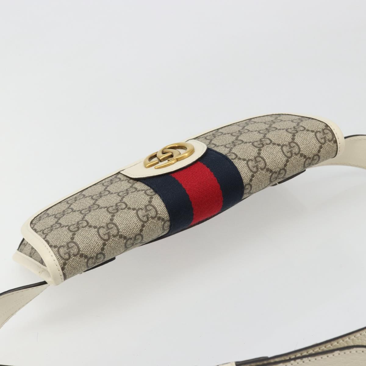 GUCCI GG Supreme Sherry Line Waist bag PVC Beige Red Navy 674081 Auth ka4820V