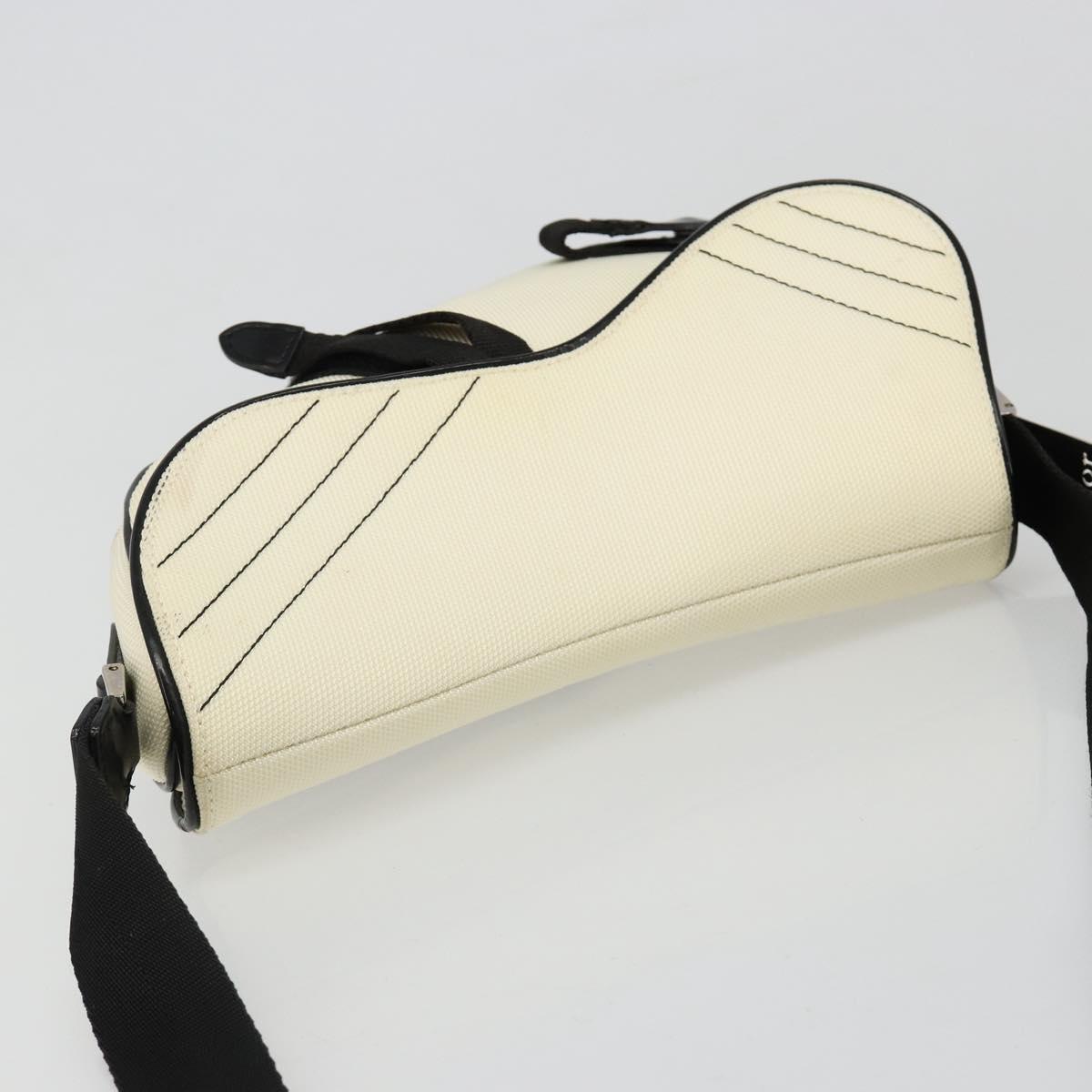 Christian Dior Saddle Shoulder Bag Canvas Beige Silver Auth ka4822V