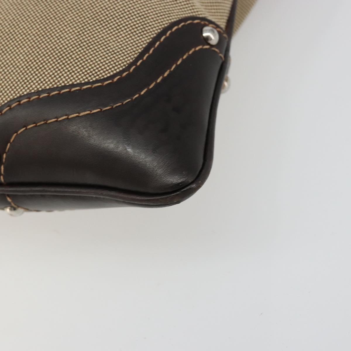PRADA Shoulder Bag Canvas Beige Silver Auth ka4823