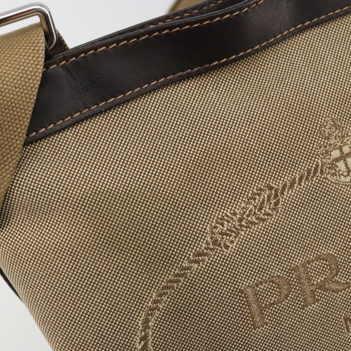 PRADA Shoulder Bag Canvas Beige Silver Auth ka4823