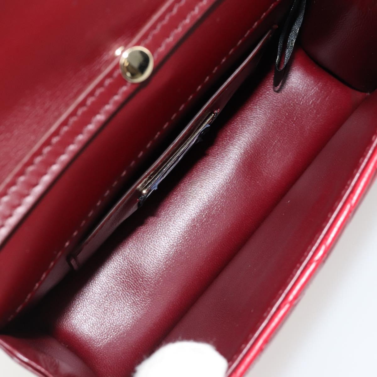 BVLGARI Chain Shoulder Bag Leather Red Gold Auth ka4824