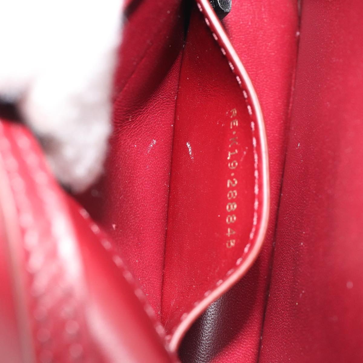 BVLGARI Chain Shoulder Bag Leather Red Gold Auth ka4824