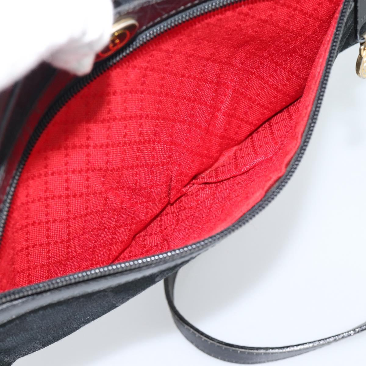 GUCCI GG Canvas Web Sherry Line Shoulder Bag Black Red Green Auth ka4825