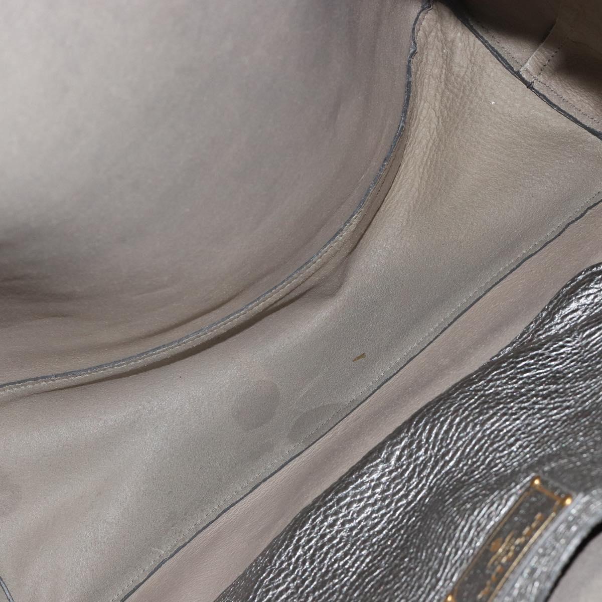 PRADA Tote Bag Leather Silver Auth ka4827