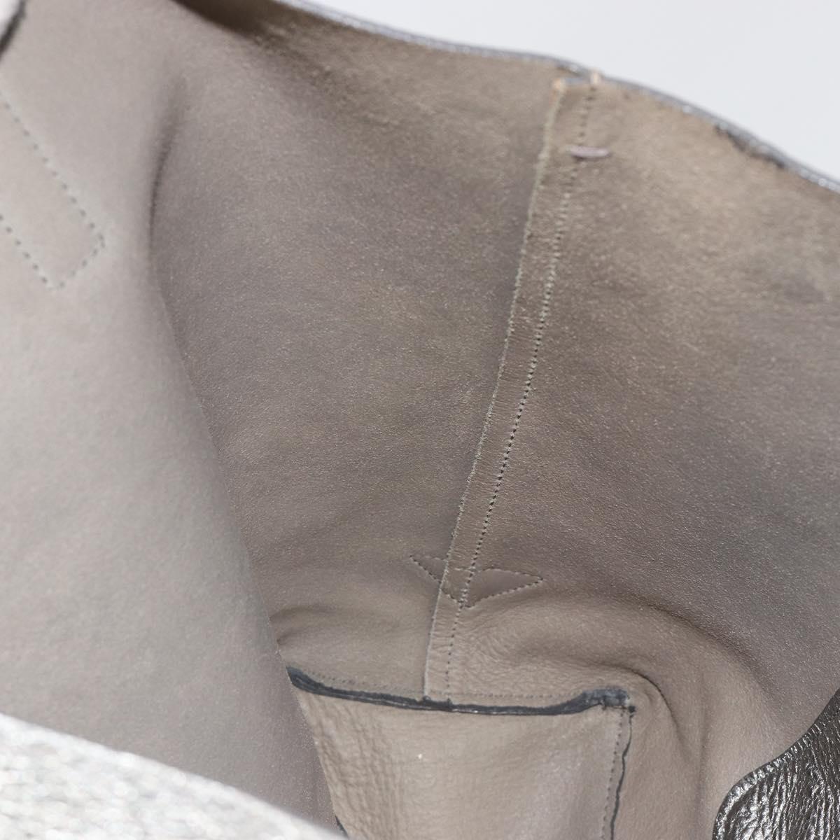 PRADA Tote Bag Leather Silver Auth ka4827