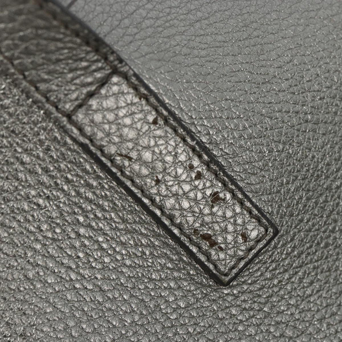 PRADA Tote Bag Leather Silver Auth ka4827