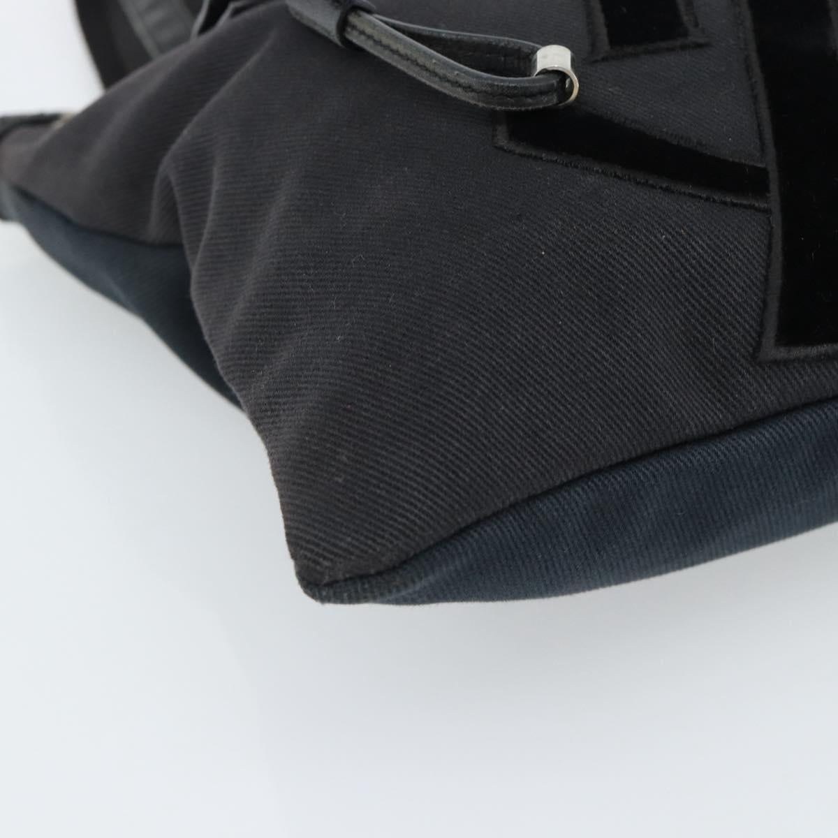 SAINT LAURENT Kahala Tote Bag Canvas Black Silver 123435 Auth ka4828