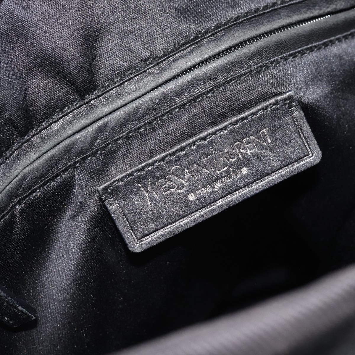 SAINT LAURENT Kahala Tote Bag Canvas Black Silver 123435 Auth ka4828