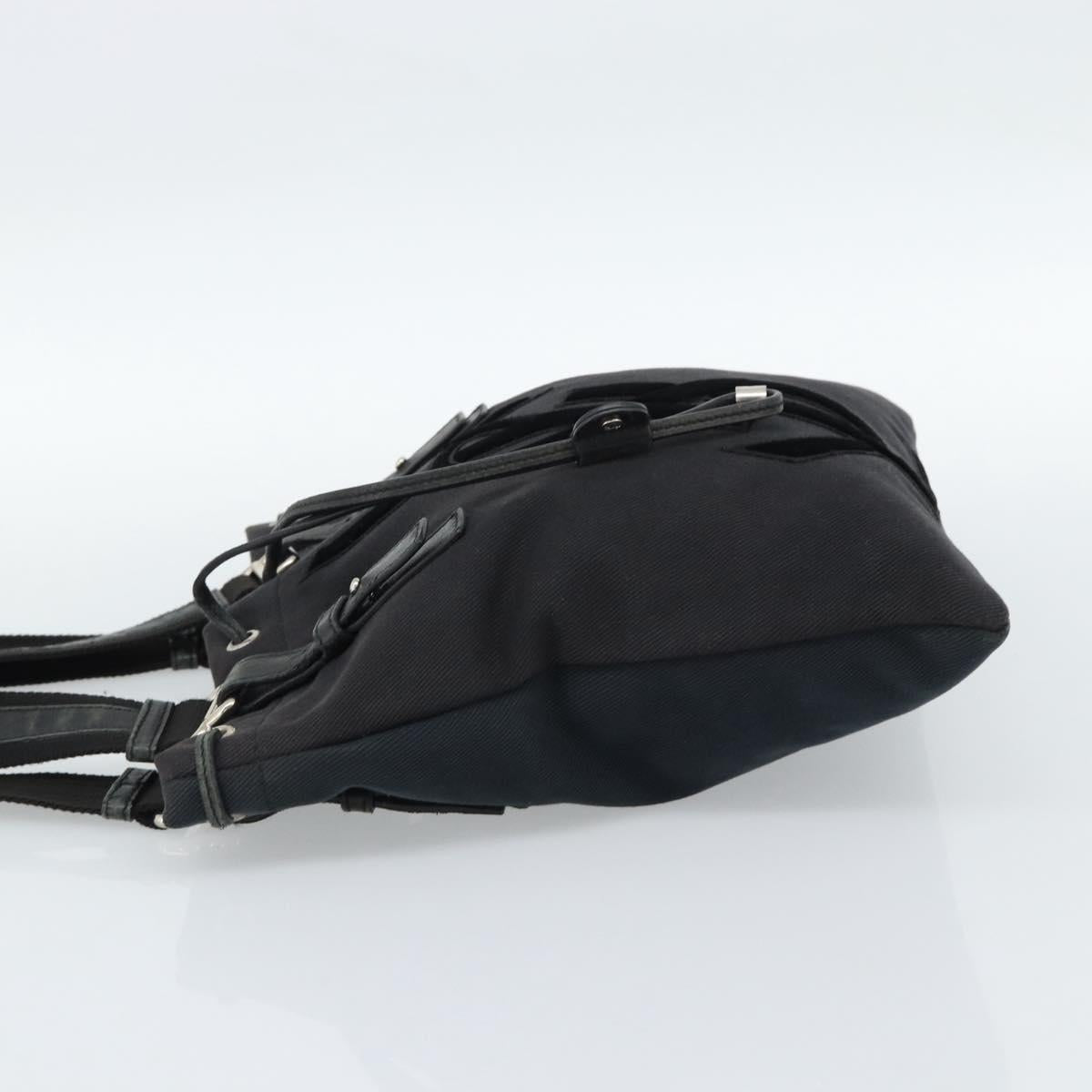 SAINT LAURENT Kahala Tote Bag Canvas Black Silver 123435 Auth ka4828