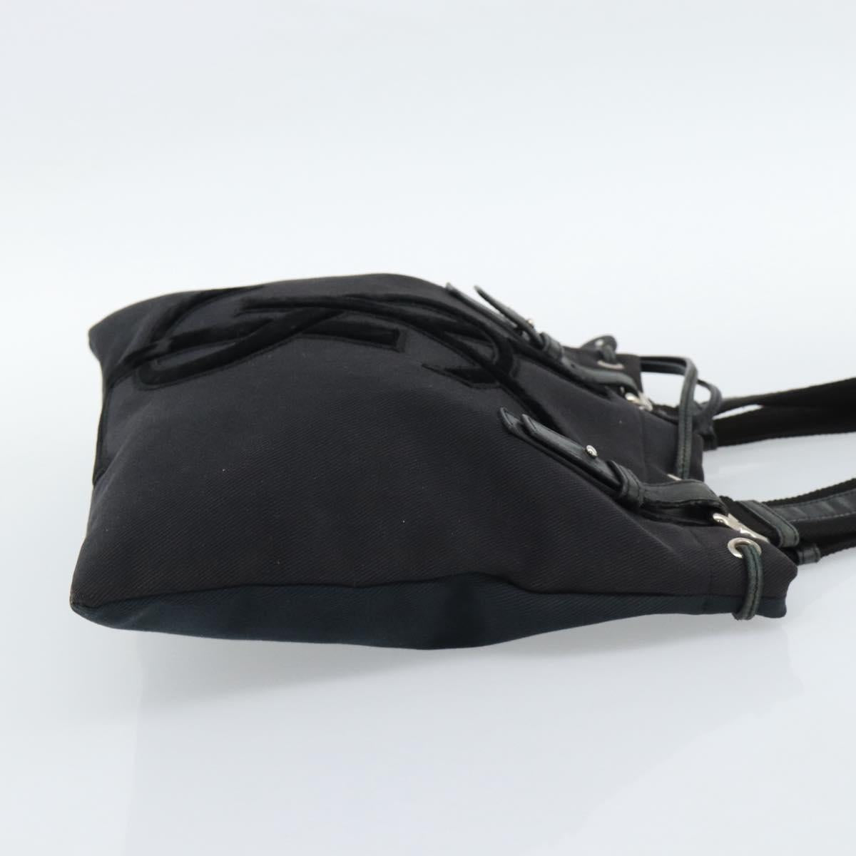 SAINT LAURENT Kahala Tote Bag Canvas Black Silver 123435 Auth ka4828