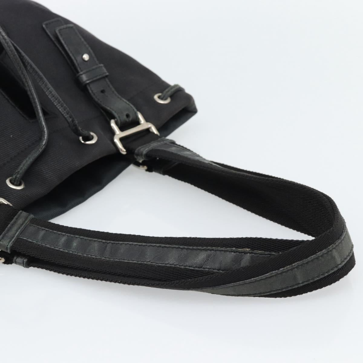 SAINT LAURENT Kahala Tote Bag Canvas Black Silver 123435 Auth ka4828