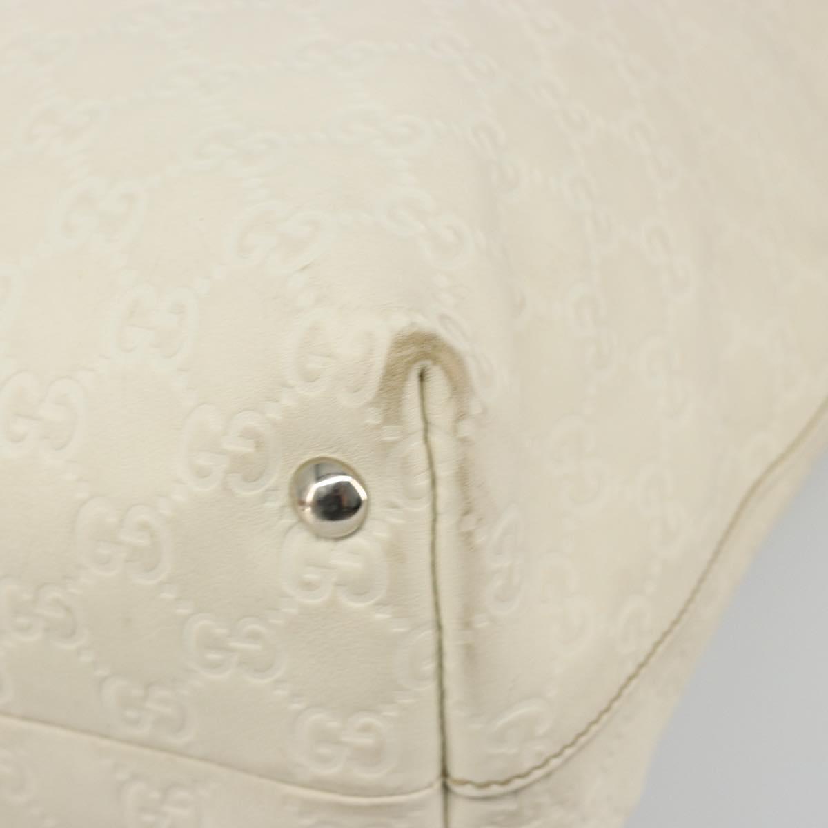 GUCCI GG Canvas Guccissima Hand Bag Leather White Silver 229852 Auth ka4829